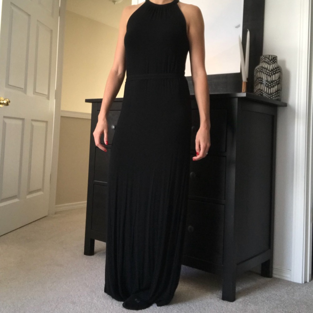 Black floor length high neck maxi dress